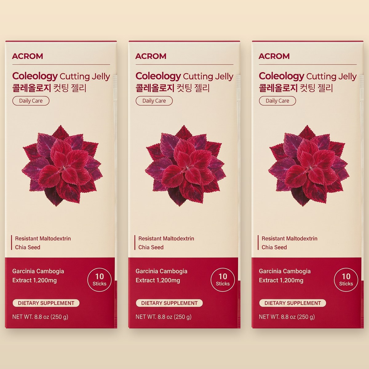 ACROM Coleology Cutting Jelly, 30 day supply, 3 boxes